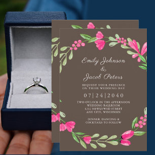 Anúncio Floral Verde Rosa Poeira Marrom Elegante Casamento