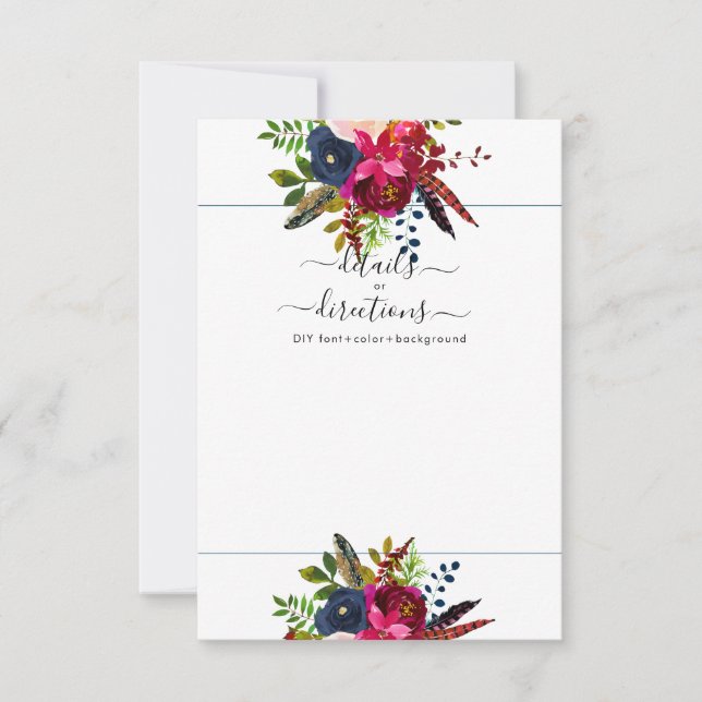 Anúncio Flores de Aquarela, Borgonha+Marinho (Frente)