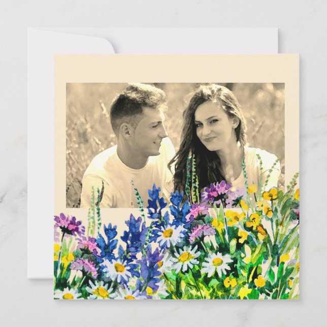 Anúncio Flores selvagens de verão salvam a data (Verso)