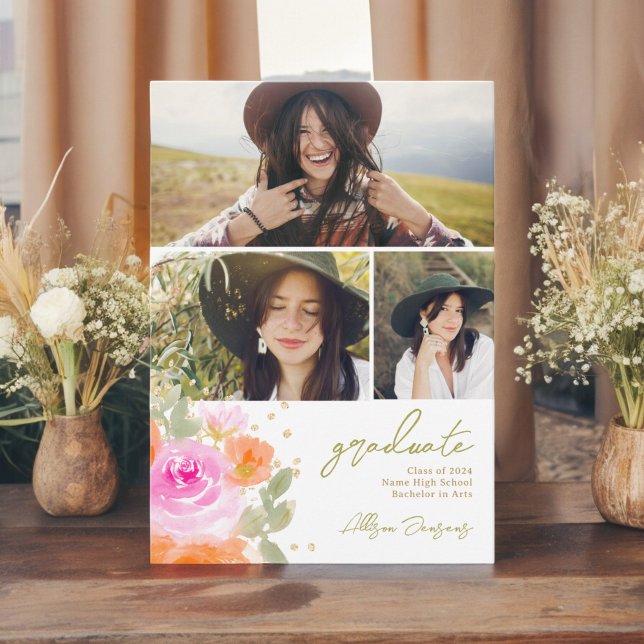 Anúncio Flores silvestres de laranja do jardim 3 fotos for (Garden orange wildflowers 3 photos graduation announcement)