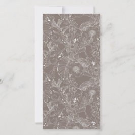 Anúncio Flores tropicais lineares e palmeiras.