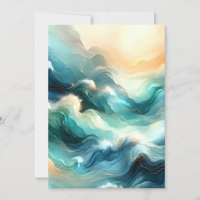 Anúncio Fluxo Abstrato de Ondas do Oceano Dourado (Frente)