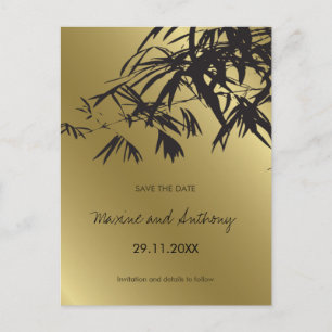 Anúncio Folhas de Bambu Preto + Dourado Cartão Postal Save