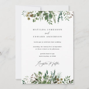 Anúncio Folhas de folhagem em aquarela verde casamento bot