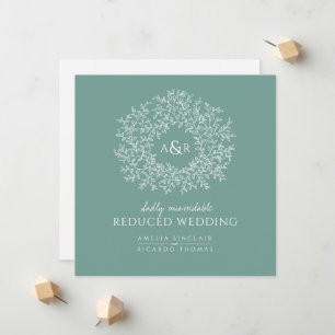Anúncio Folhas de monograma verde sálvia casamento menor