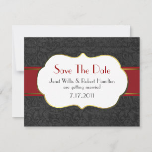 Anúncio Formal de Save the Date em Damasco Preto