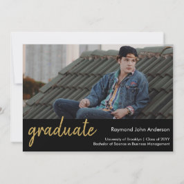 Anúncio Formal Moderno Dourado Graduação de Fotos de Scrip