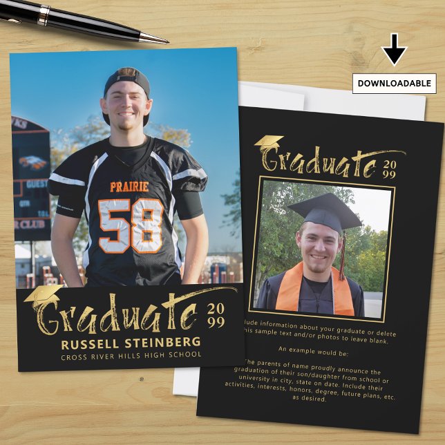 Anúncio Formando 2 Fotografias Dourado preto moderno (Criador carregado)