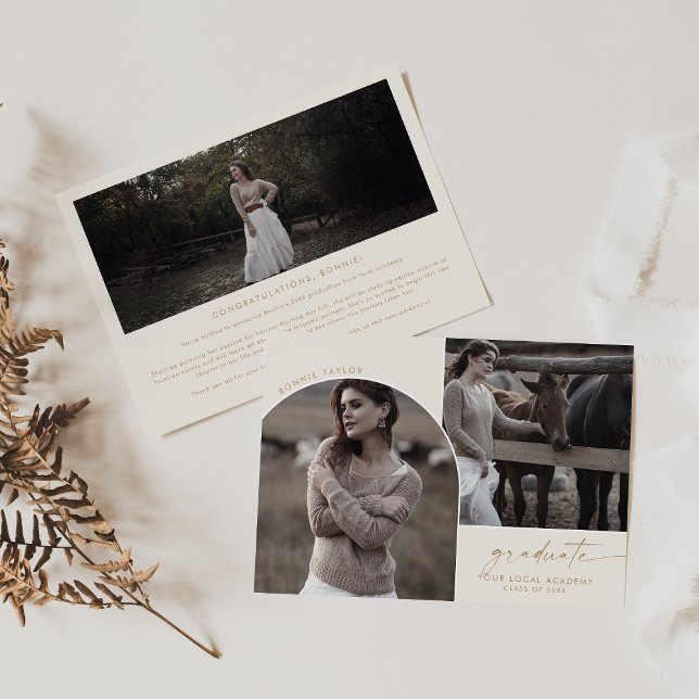 Anúncio Formando 3 Graduação de Foto do Modern Boho Arch (Criador carregado)