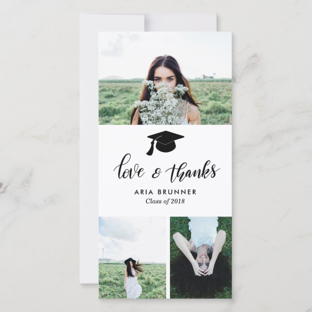 Anúncio Formando Amor e Obrigados Três Fotografias Moderna (Frente)