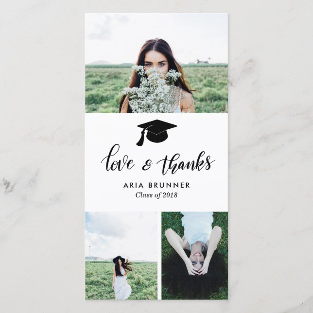 Anúncio Formando Amor e Obrigados Três Fotografias Moderna (Frente)