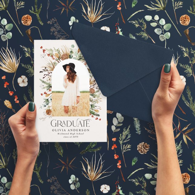 Anúncio Formando arch 1 marinho azul botânico moderno (Criador carregado)