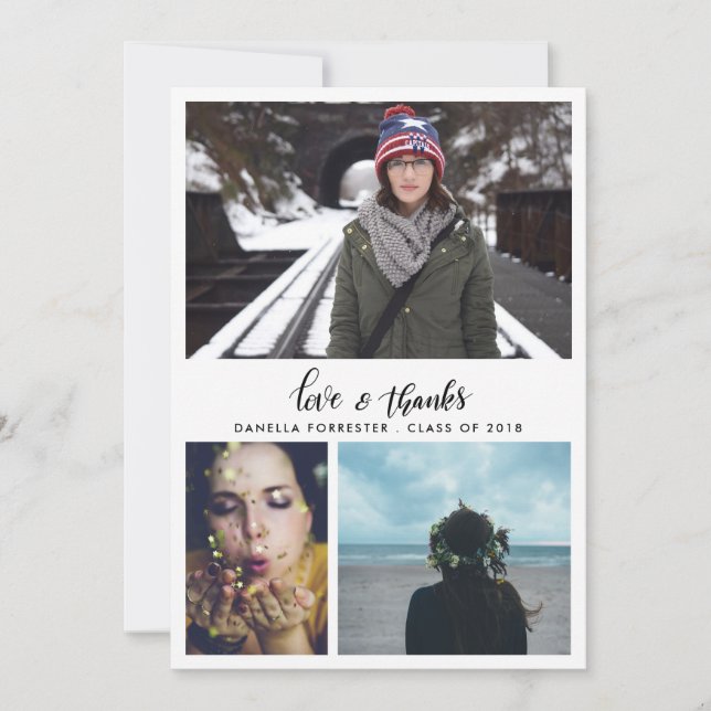 Anúncio Formando Bonito Obrigado Escrever Três Fotos (Frente)