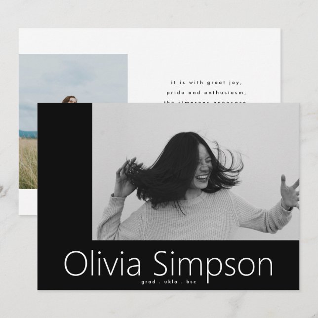 Anúncio Formando Branca de Foto Branca Simples e Bordado O (Frente/Verso)