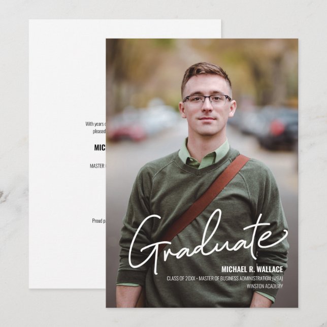 Anúncio Formando comercial MBA Nome da foto personalizada (Frente/Verso)