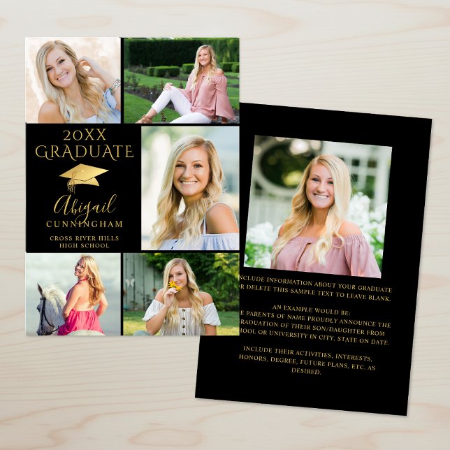 Anúncio Formando de Colagem de Fotografias Dourada 6 Elega (Criador carregado)