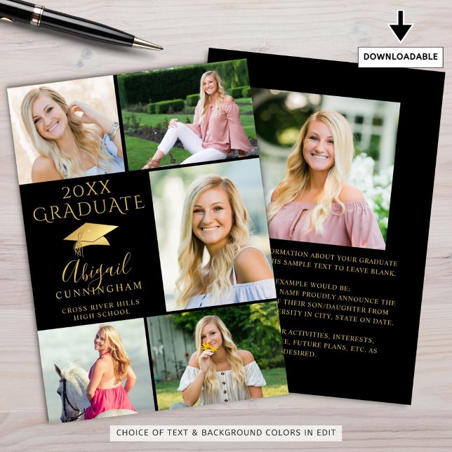 Anúncio Formando de Colagem de Fotografias Dourada 6 Elega (Criador carregado)