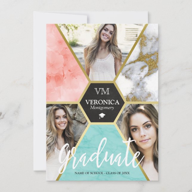 Anúncio Formando de Colagem Geométrica de Fotos Rosa Esmag (Frente)