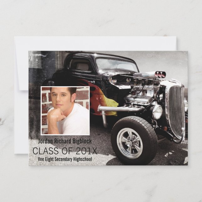 Anúncio Formando de Foto Emblem do Estudante Mecânico V8 (Frente)