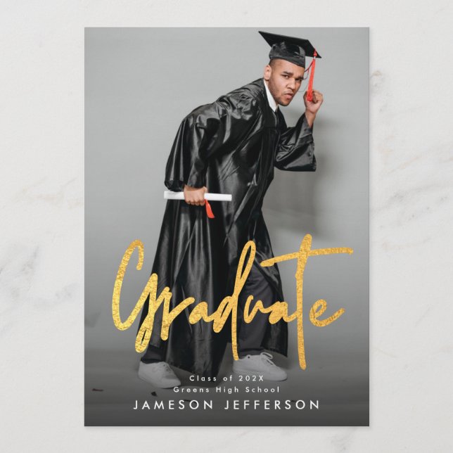 Anúncio Formando de Foto para Graduação de Pincel Dourado (Frente)