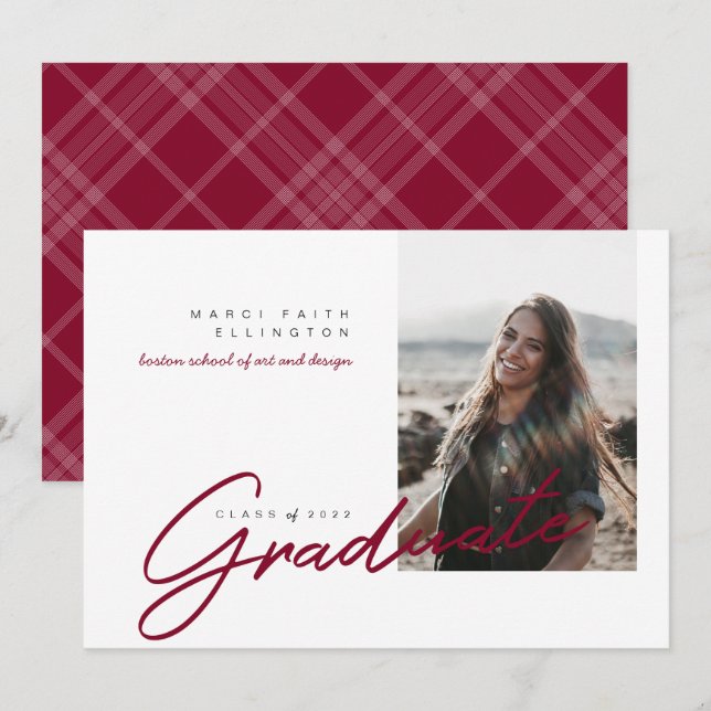 Anúncio Formando de Maroon Fotográfico Moderno (Frente/Verso)