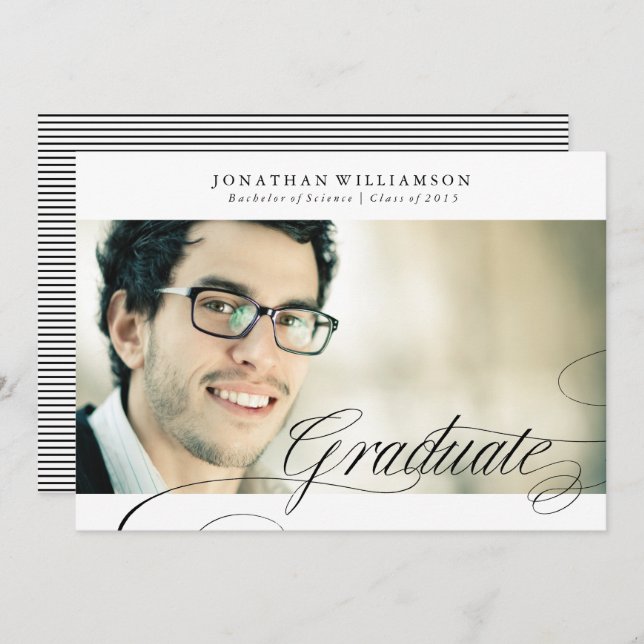 Anúncio Formando de Script Elegante Formal Classy (Frente/Verso)