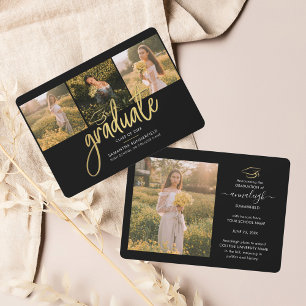 Anúncio Formando de Script Preto de Colagem de Fotos para