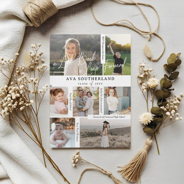 Anúncio Formando E Agora Colagem de Fotografias e Destaque (Graduate Then & Now Photo Collage & Highlights Announcement)