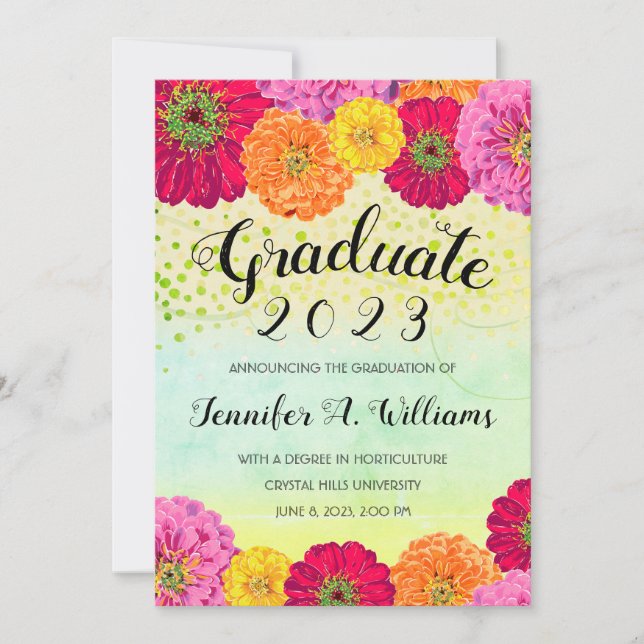 Anúncio Formando Floral Zinnia Watercolor Bright 2023 (Frente)