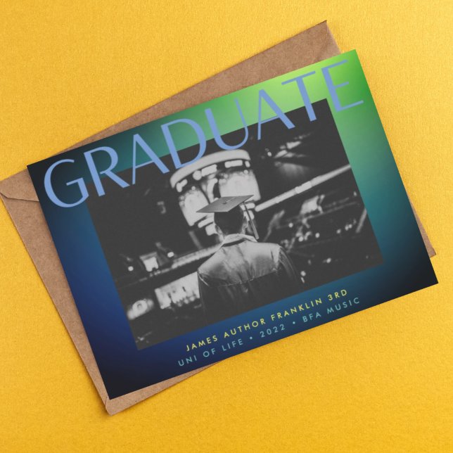 Anúncio formando fotográfico verde azul personalizado univ (Criador carregado)