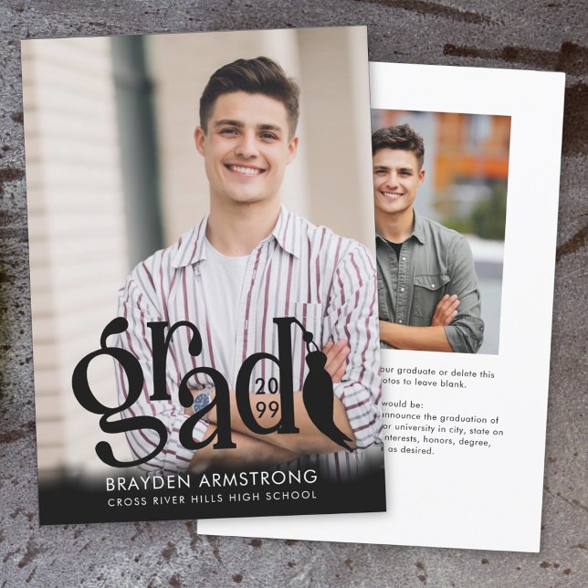 Anúncio Formando Moderno Tassel 2 Fotos Sobreposição Preta (Criador carregado)