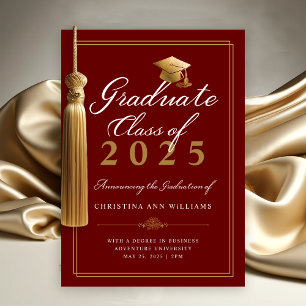 Anúncio Formandos de Script Dourado Vermelho Elegante