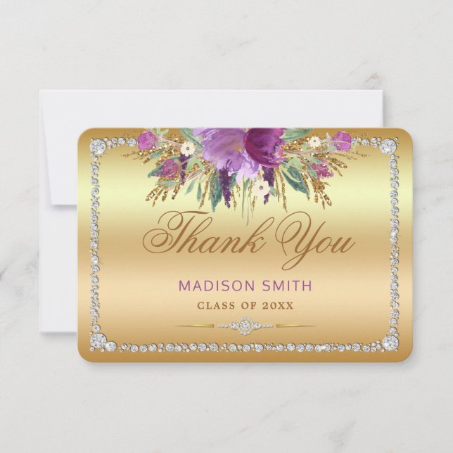 Anúncio Formatação de diamantes das flores Obrigado Dourad (Frente)