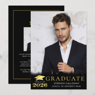 Anúncio Formatura 2026 Preto Dourado Metálico Falso 2 Foto