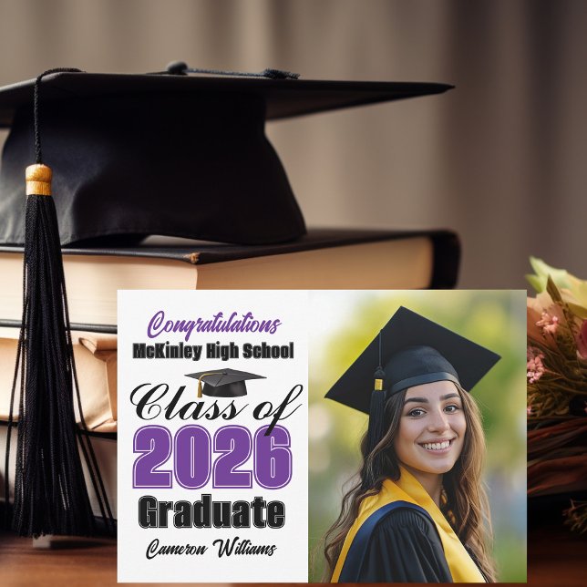 Anúncio Formatura da Turma de 2026 da Classe Roxa Foto Gra (Criador carregado)