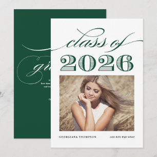Anúncio Formatura da Turma de 2026 em Foto Verde Vintage