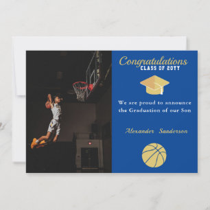 Anúncio Formatura de basquete azul branco e dourado