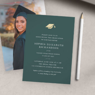 Anúncio Formatura de Foto Simples Verde e Dourado