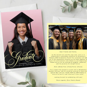 Anúncio Formatura Elegante em Amarelo Pastel no Ensino Méd