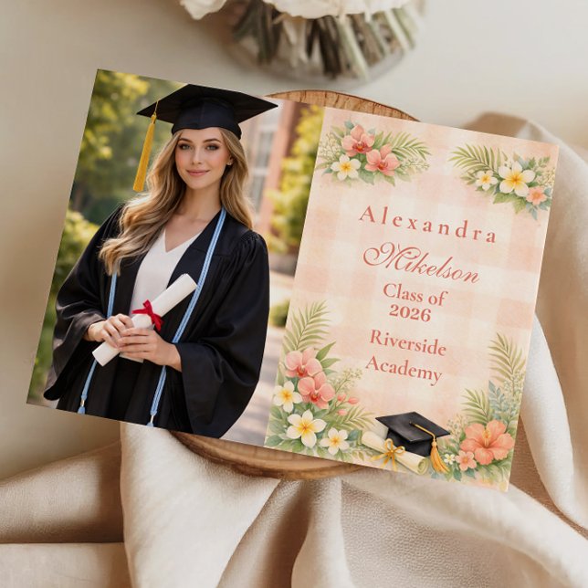 Anúncio Formatura Floral Gingham Tropical (Criador carregado)
