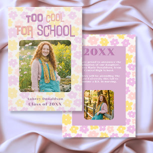 Anúncio Formatura Floral Rosa Amarelo Roxo Groovy Retrô
