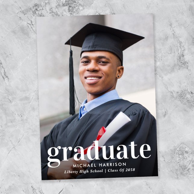 Anúncio Formatura Foto Moderno (Modern Photo Graduation Announcement)