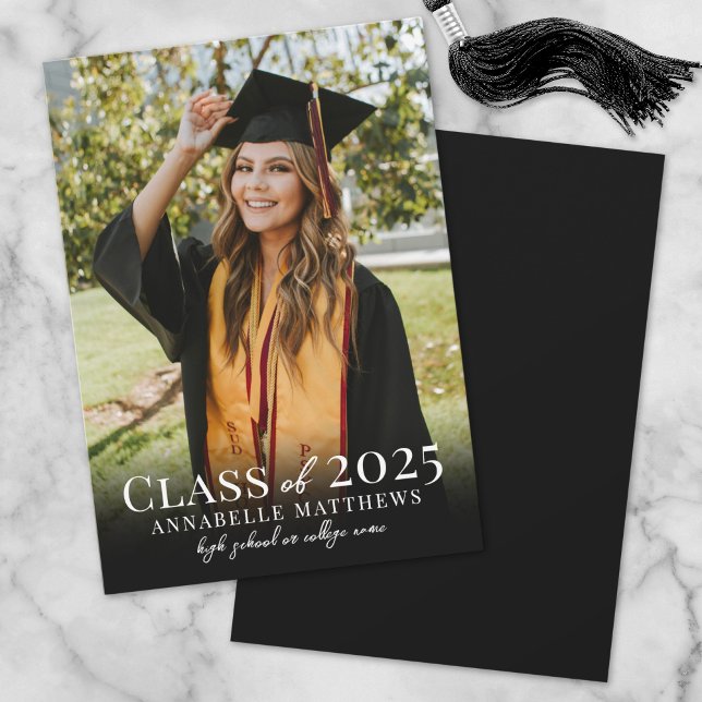 Anúncio Formatura Simples Foto de Formatura Elegante Gradu (Elegant Graduate Simple Photo Graduation Announcement)