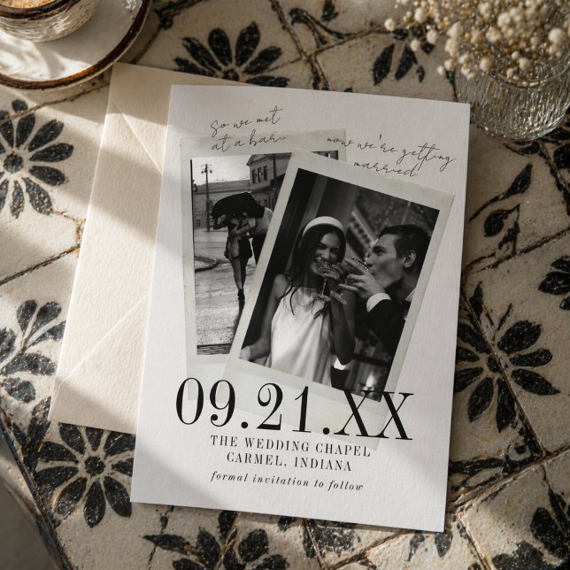 Anúncio Foto Antiga Escrita à Mão Salva a Data (Vintage Photo Hand Written Script Save the Date Announcement)