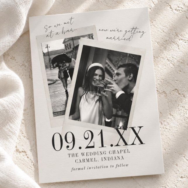 Anúncio Foto Antiga Escrita à Mão Salva a Data (Vintage Photo Hand Written Script Save the Date Announcement)