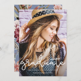 Anúncio Foto Azul Dusty, bonito Graduação Floral