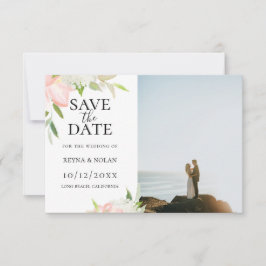 Anúncio Foto Botânica Rosa e Branco para Save The Date