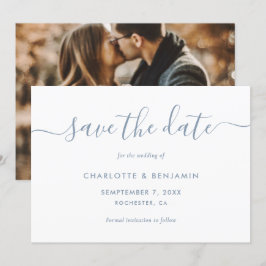 Anúncio Foto Casamento Elegante Script Dusty Blue