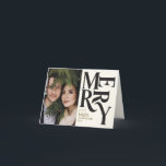 Anúncio Foto colorido de feliz de Natal<br><div class="desc">Cartão com fotos colorida de feliz gráfico de tipografia vítrea. Parte de uma coleção de feriados divertida.</div>