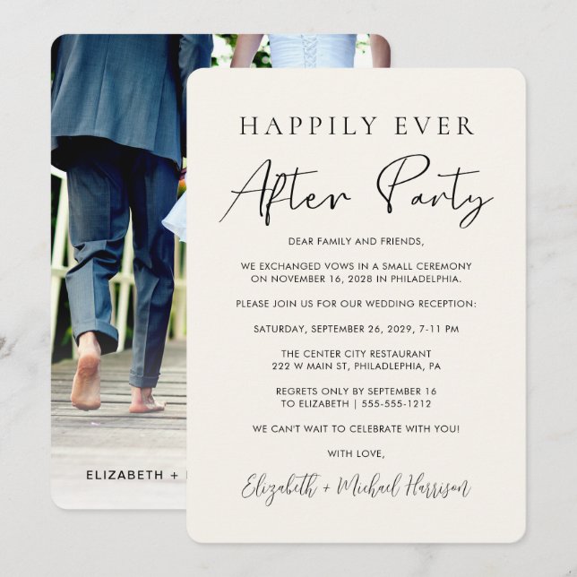 Anúncio Foto Creme Casamento Felizes para Sempre Recepção (Frente/Verso)